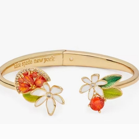✨️🍊 Kate Spade Sweet Citrus Hinge Cuff bracelet ➕️ Earring Bundle ✨️🍊 - Picture 4 of 10